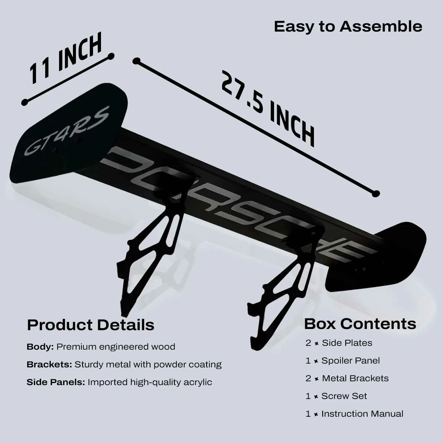GT4 RS Spoiler Shelf for Wall – Spoiler Shelf for Home, Office, Garage | Race Car Inspired Display Wall Shelf - Image 7